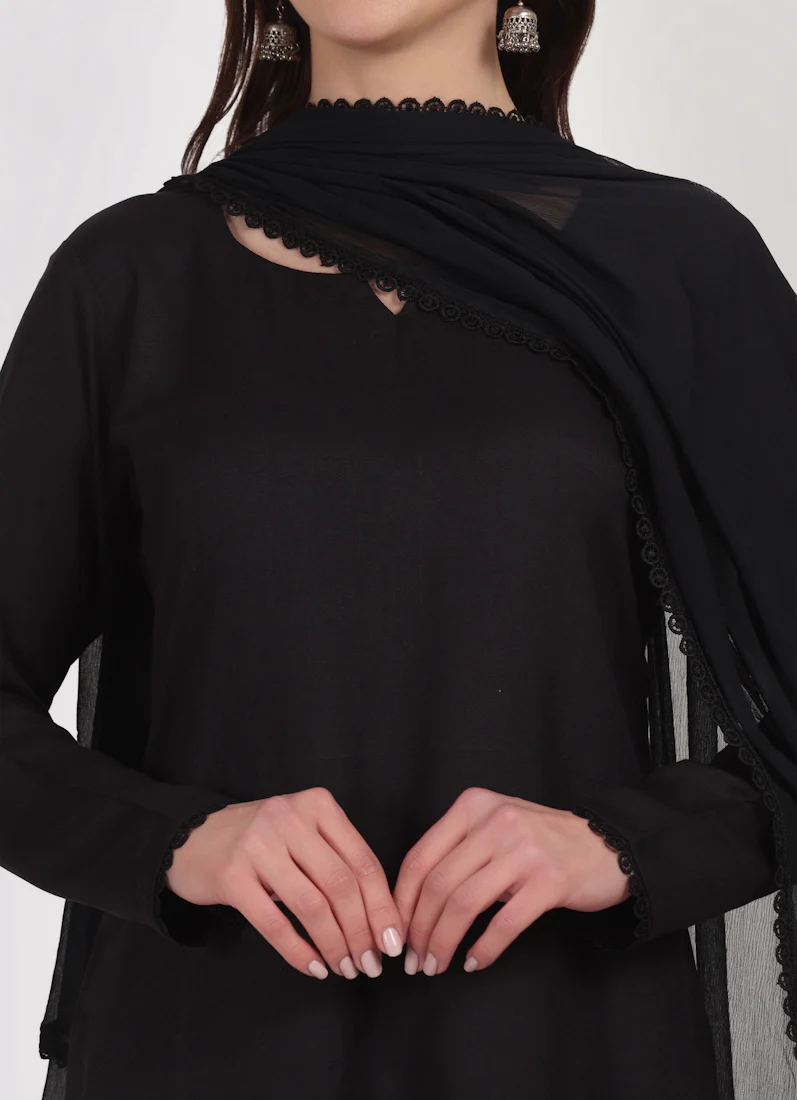 Black Rayon Shift Style Salwar Suit Set - Image 6