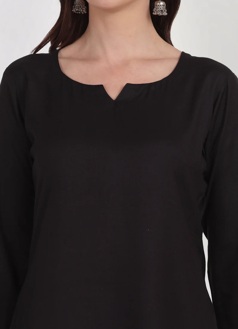 Black Rayon Shift Style Salwar Suit Set - Image 7