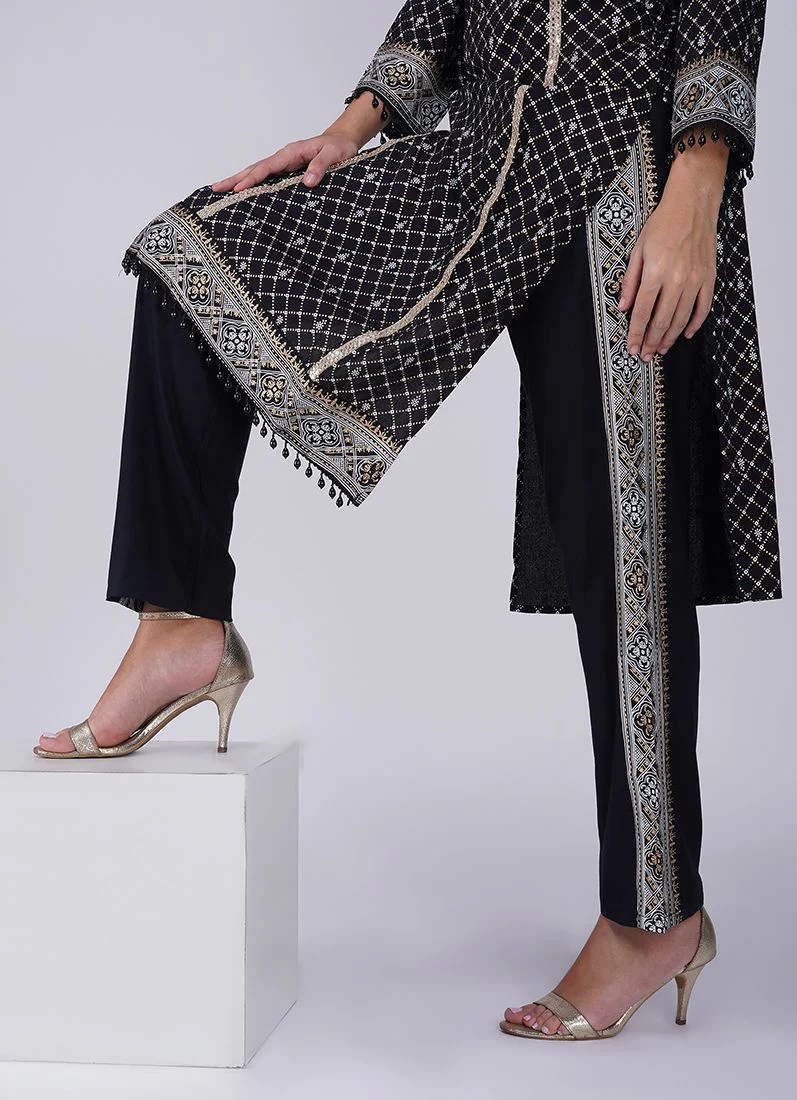 Black Rayon Straight Cut Suit - Image 5