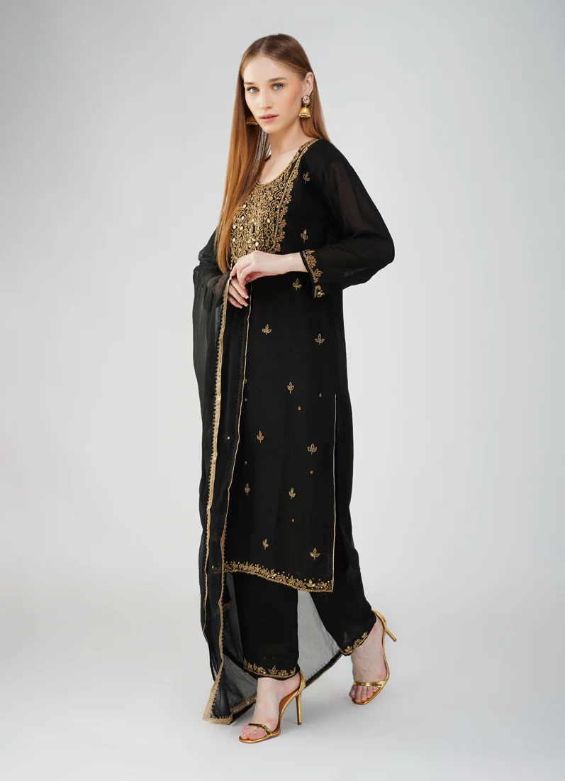 Black Silk Straight Cut Suit - Image 3