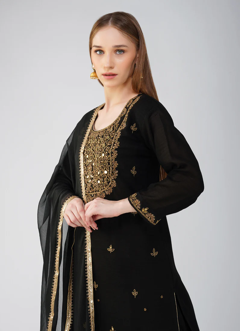 Black Silk Straight Cut Suit - Image 4