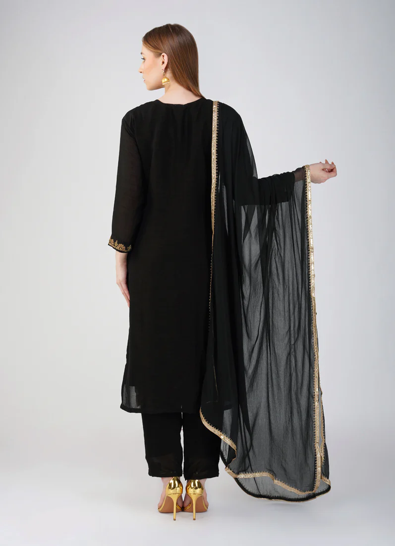 Black Silk Straight Cut Suit - Image 7