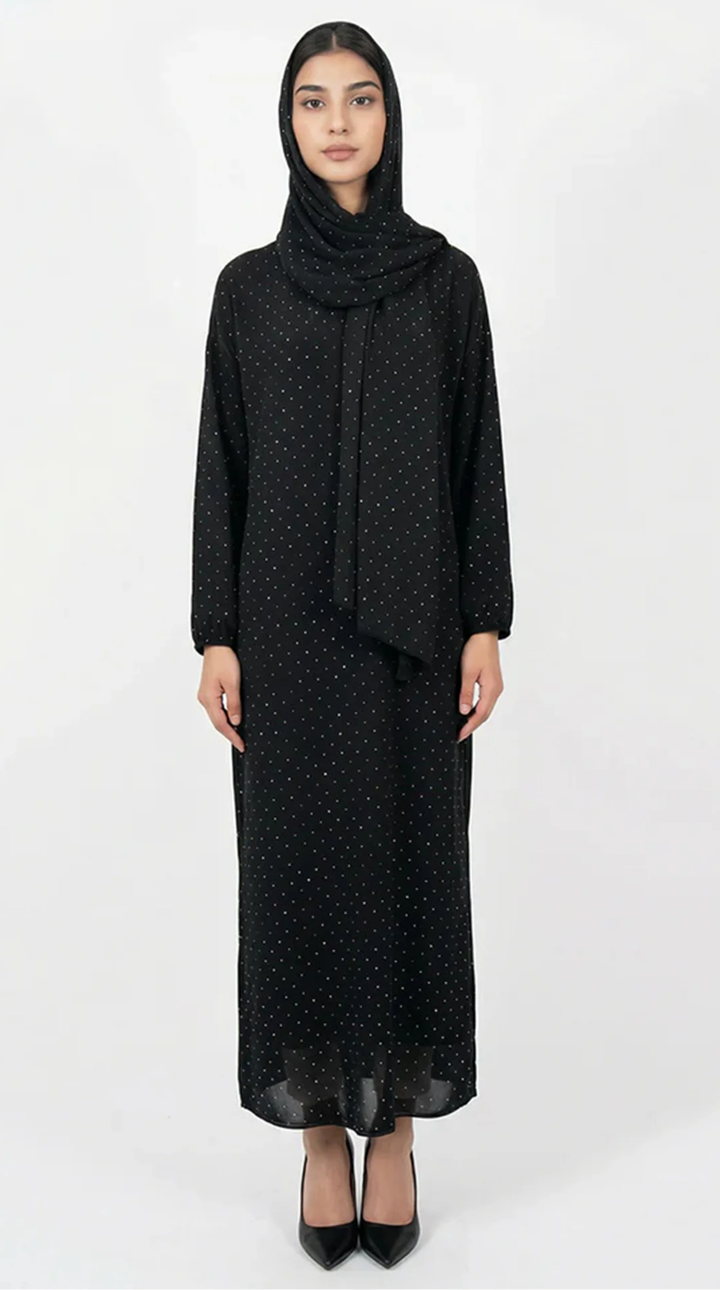 Black Silver Dot Kaftan - Image 2