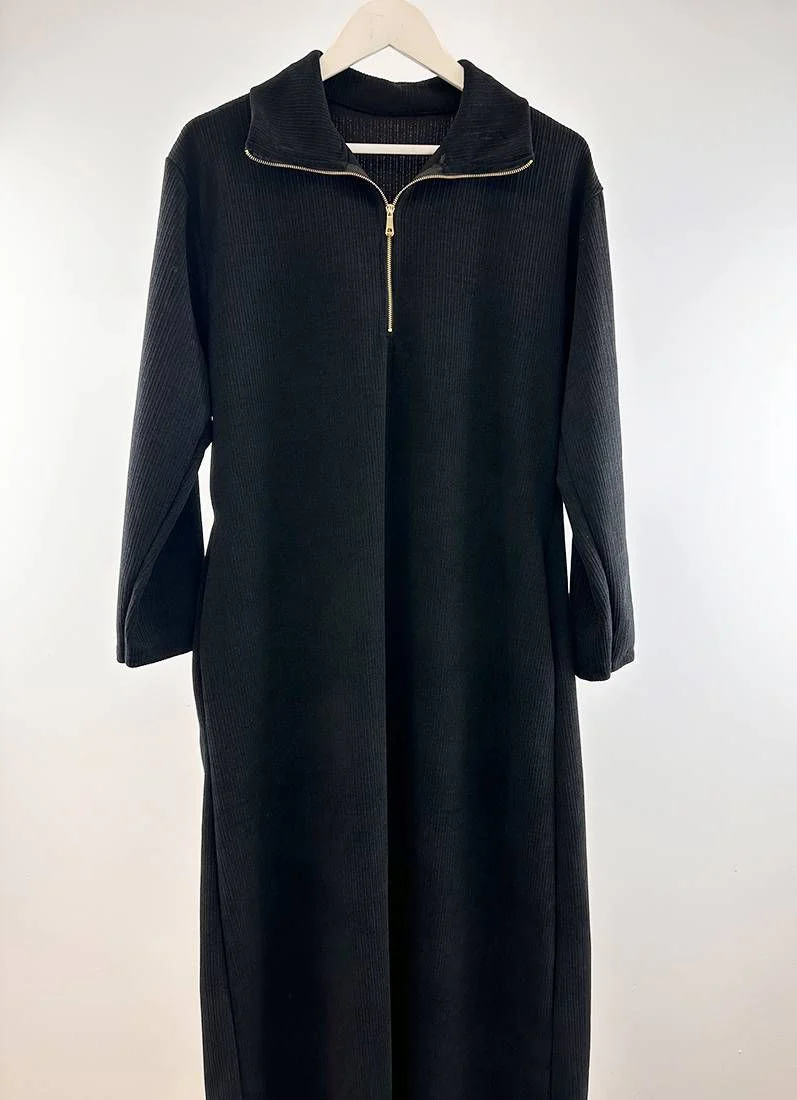Black Velour Zip Kaftan - Image 3