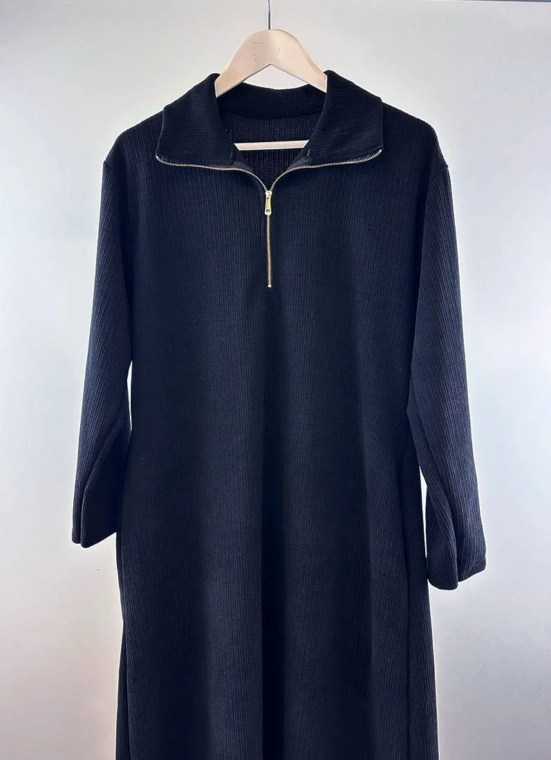 Black Velour Zip Kaftan - Image 4