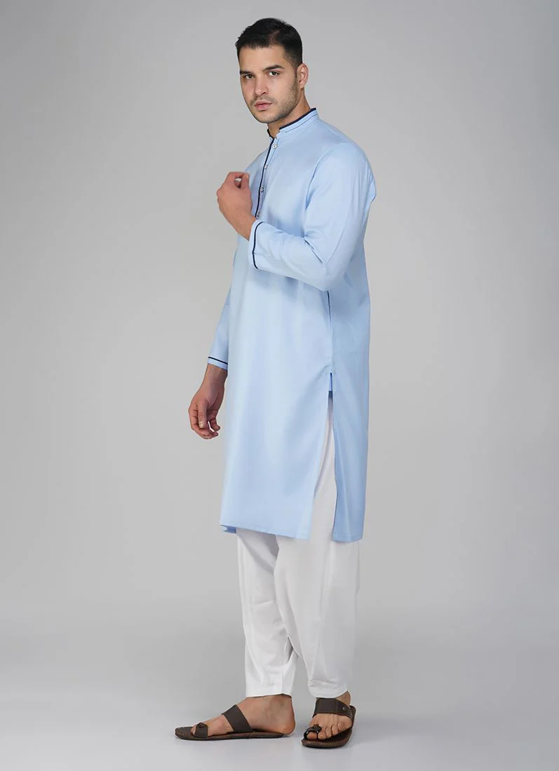 Blue Cotton Kurta Salwar Set - Image 2
