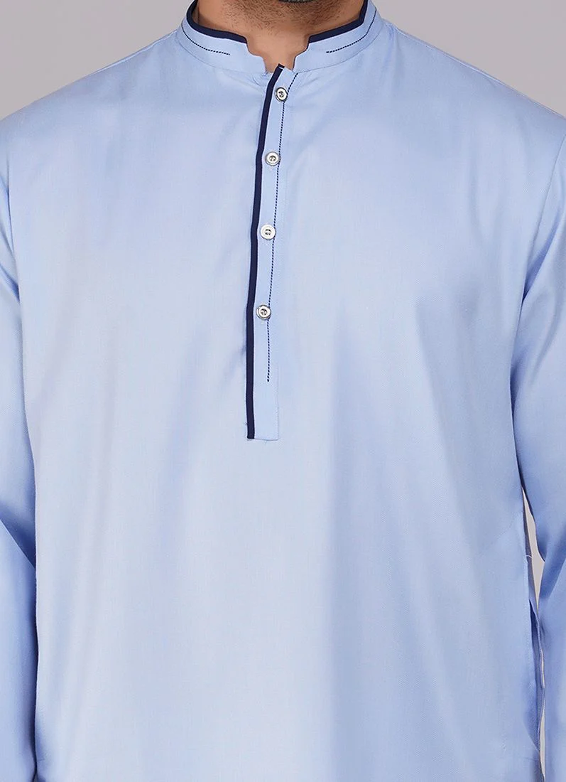 Blue Cotton Kurta Salwar Set - Image 5