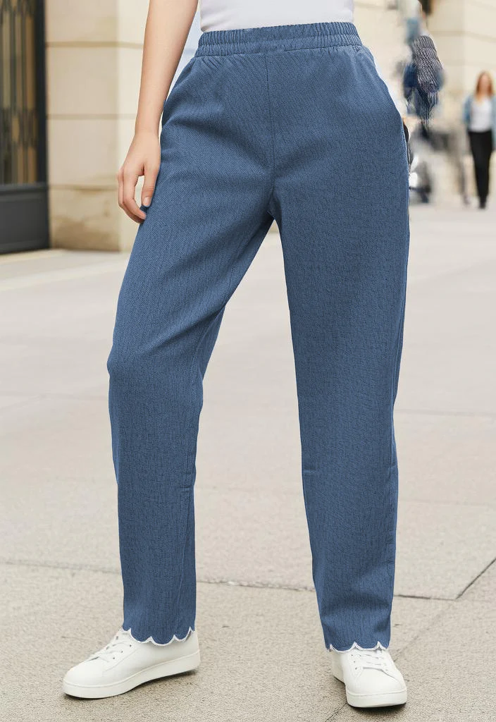 Blue Cotton Trousers - Image 2