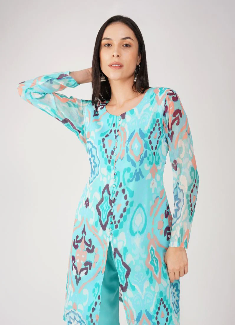 Blue Georgette printed Suit Set - Image 6