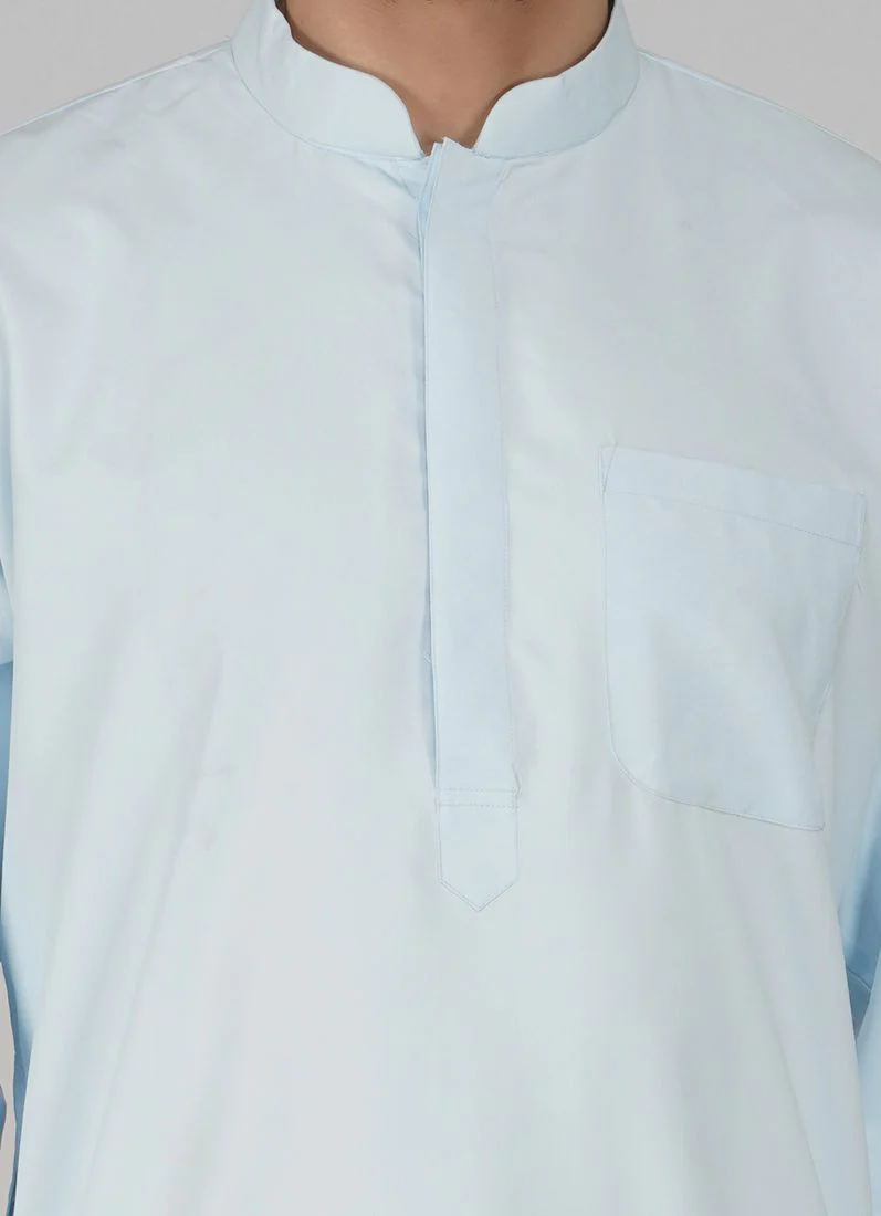 Blue Polyester Mens Kurta Salwar Set - Image 4