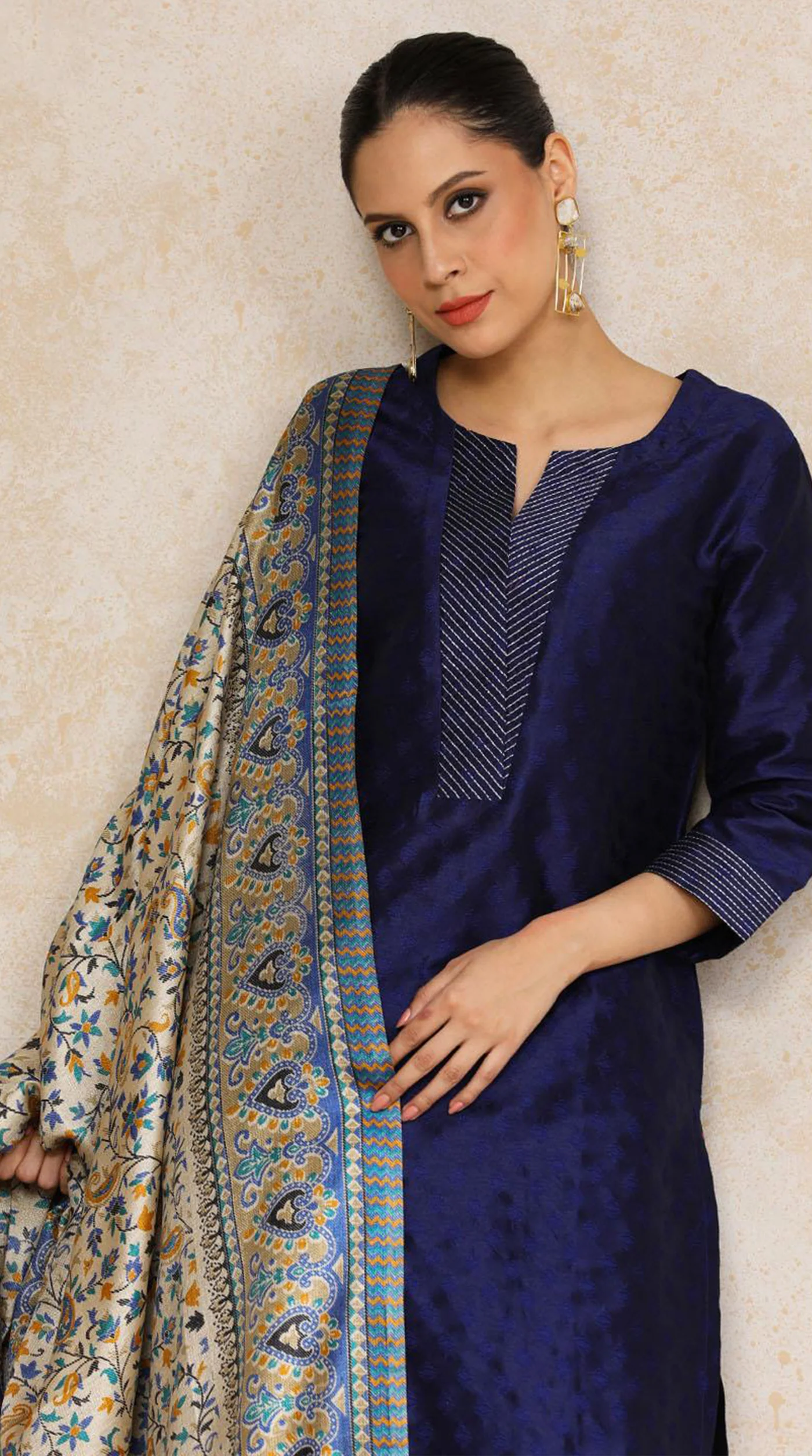 Blue Silk Straight Cut Suit Set - Image 2