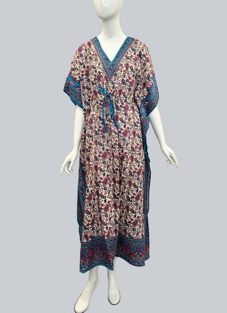 Blue Viscose Kaftan One Size - Image 3
