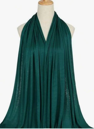 Dark Green Large Super Soft Jersey Hijab Scarf - Image 2