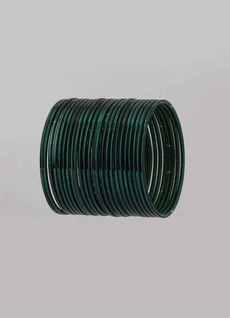 Bottle Green Bangle Set â€“ Lightweight Slim Stackable Bangles for Women - Image 2