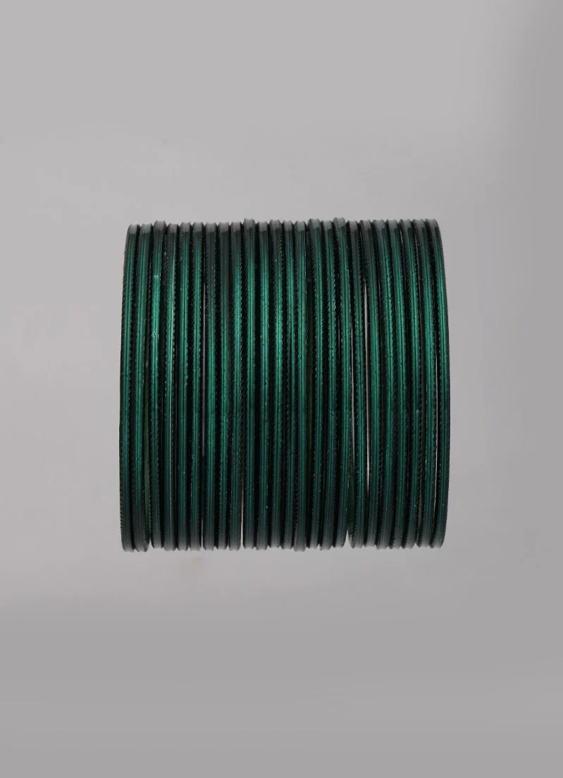 Bottle Green Bangle Set â€“ Lightweight Slim Stackable Bangles for Women - Image 4