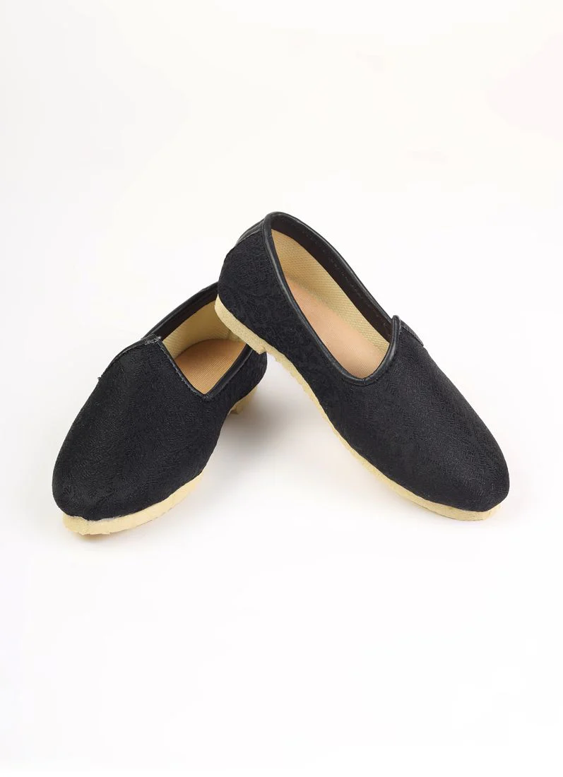 Boys Black Brocade Jutti Set - Image 3