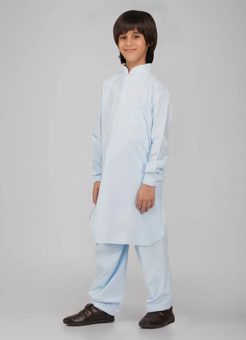 Boy's Blue Poyester Kurta Salwar Set - Image 2