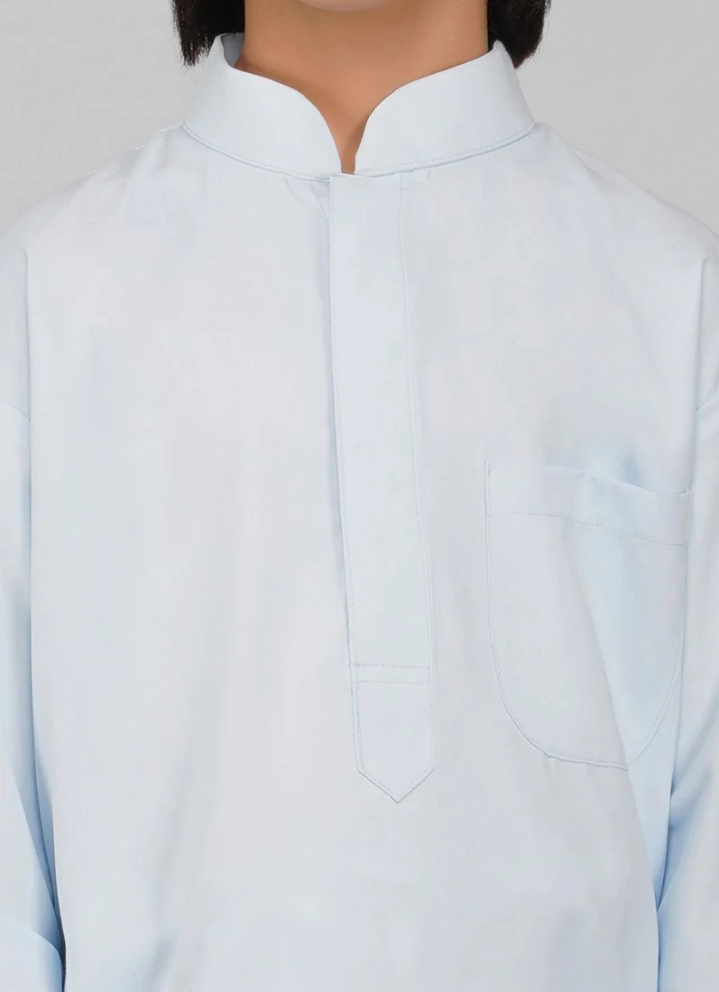Boy's Blue Poyester Kurta Salwar Set - Image 4