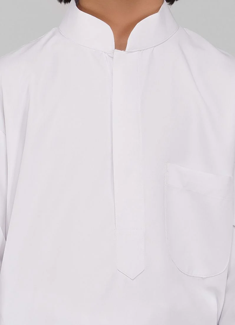 Boy's White Polyester Kurta Salwar Set - Image 5