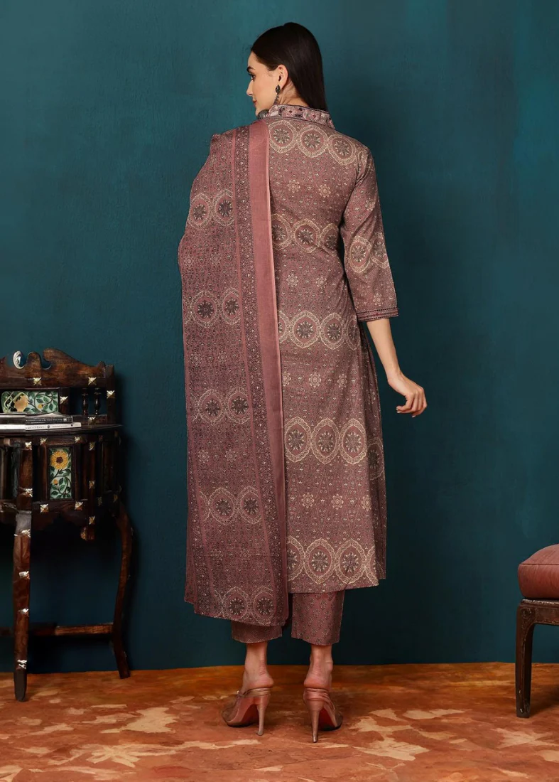 Brown Cotton Flared Suit Set - Image 2