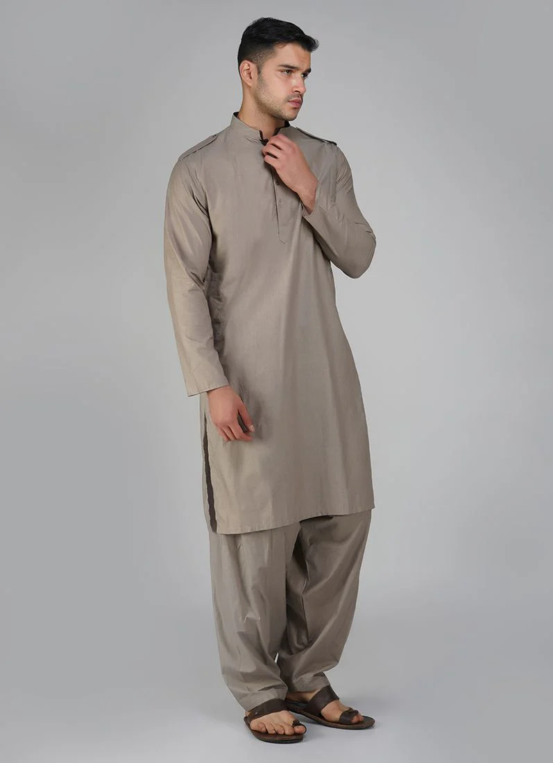Brown Cotton Kurta Salwar Set - Image 3