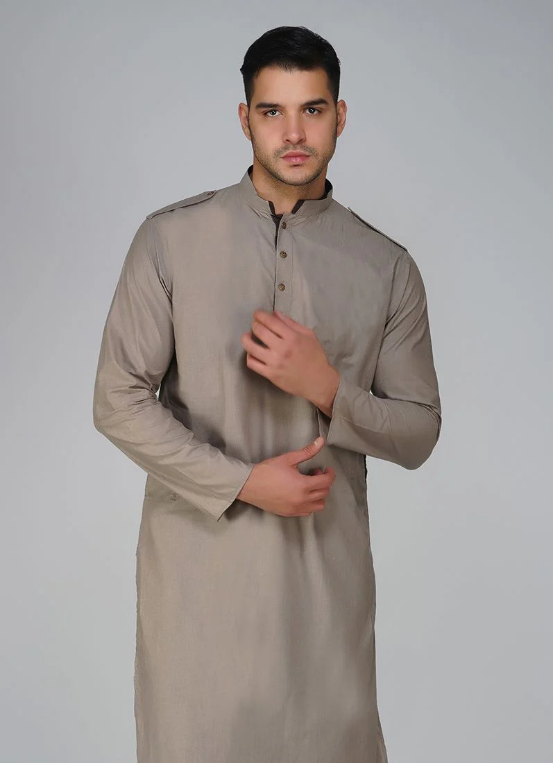 Brown Cotton Kurta Salwar Set - Image 4