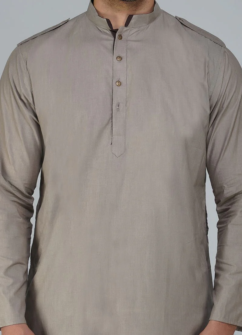 Brown Cotton Kurta Salwar Set - Image 5