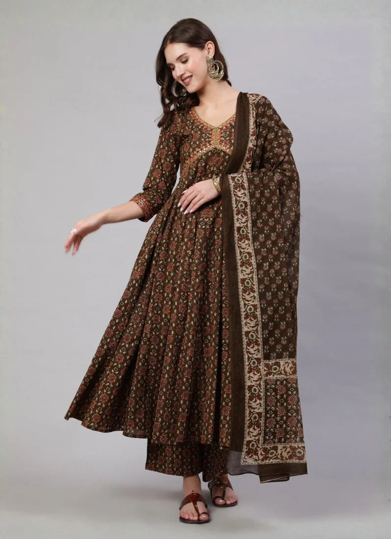 Brown Cotton Naira Cut Suit Set - Image 2