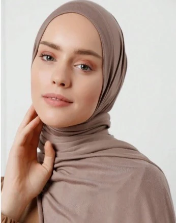 Brown Large Super Soft Jersey Hijab Scarf - Image 2