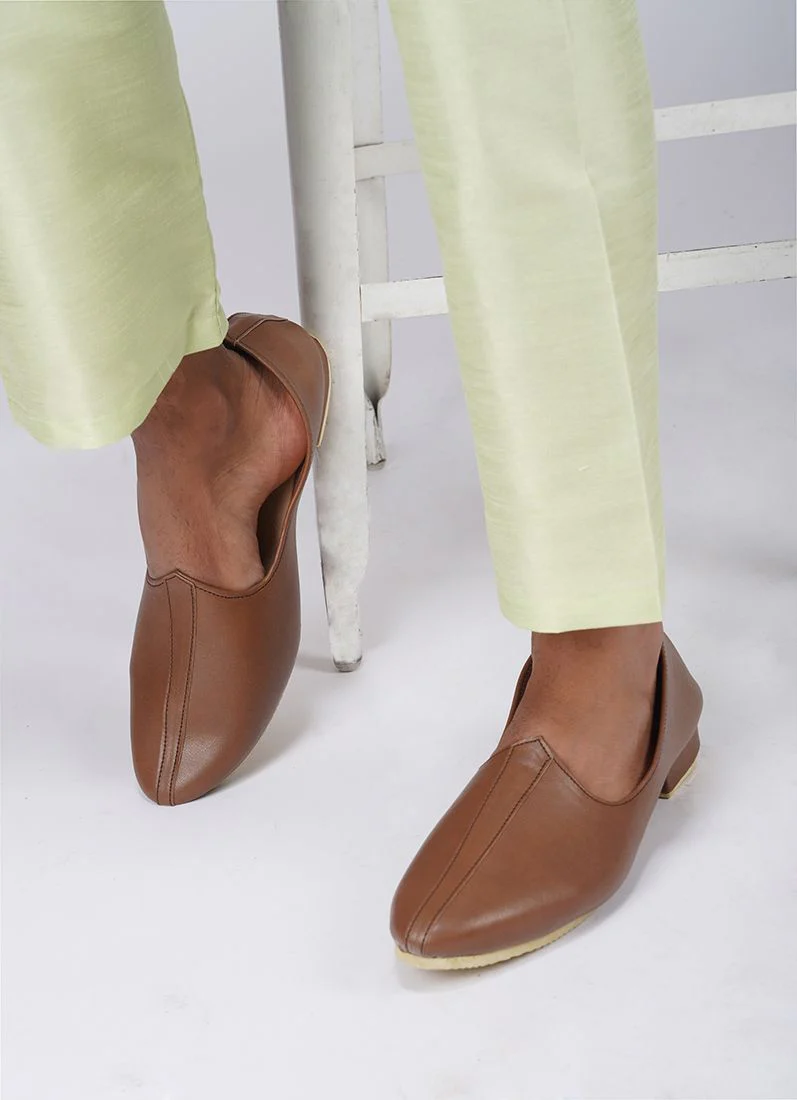 Brown Leather Mens Jutti Pair - Image 2