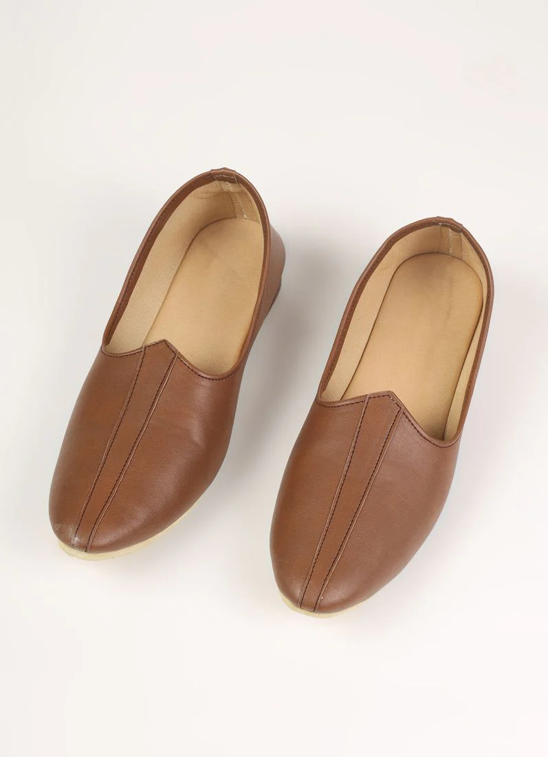 Brown Leather Mens Jutti Pair - Image 3