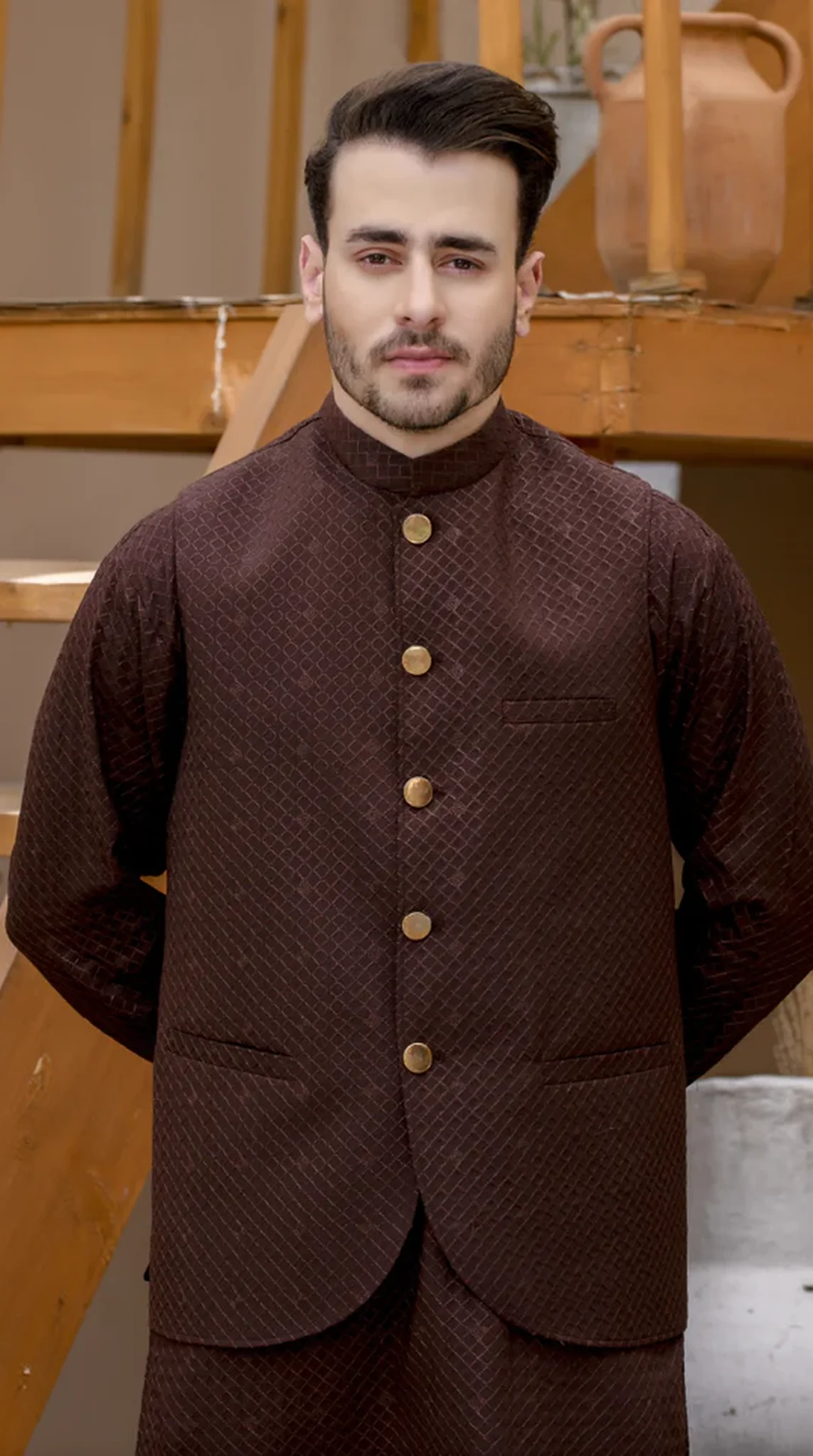 Brown Men's Embroidered Waistcoat - Image 2