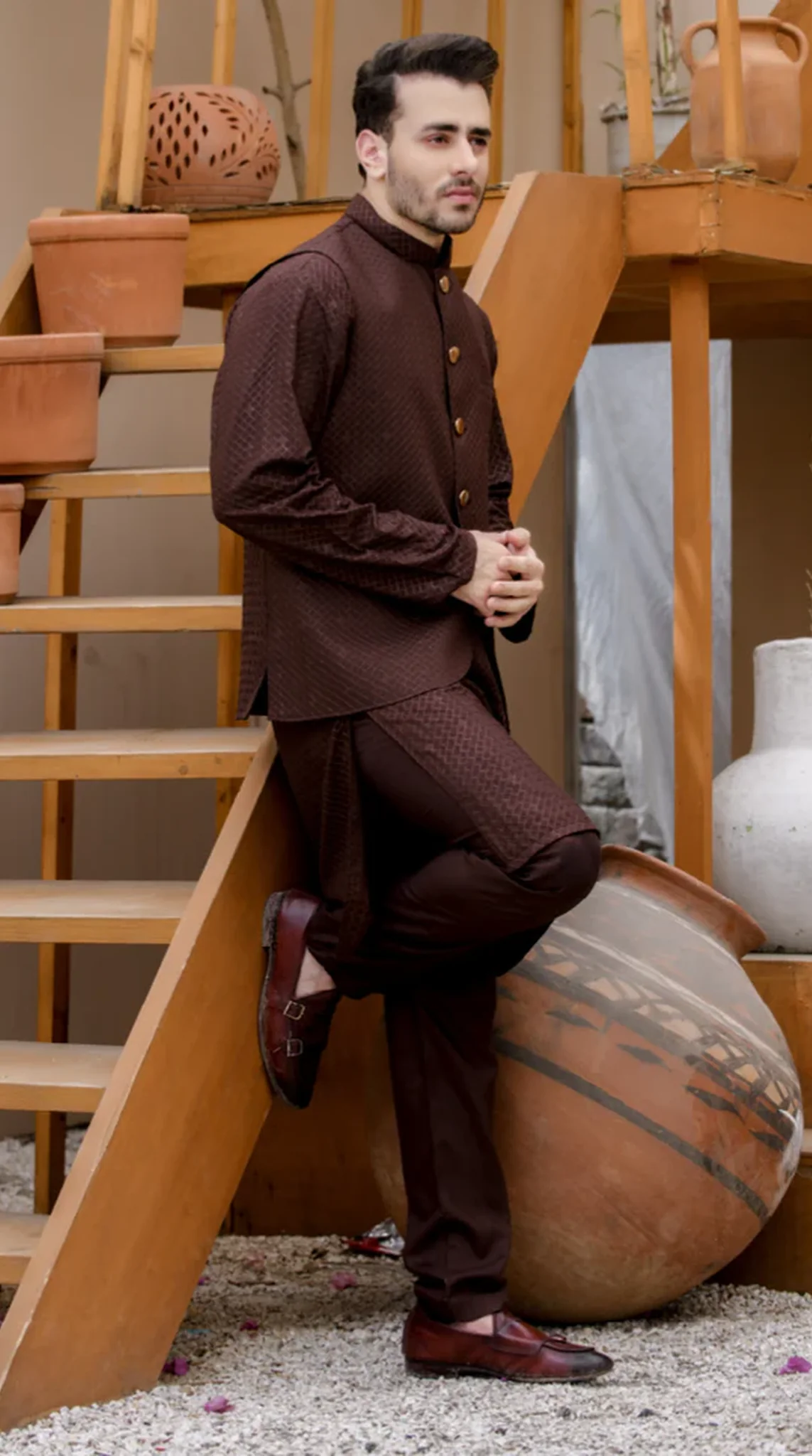 Brown Men's Embroidered Waistcoat - Image 3