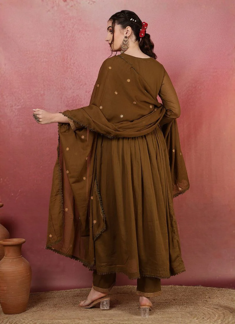 Brown Rayon Naira Cut Suit Set - Image 4
