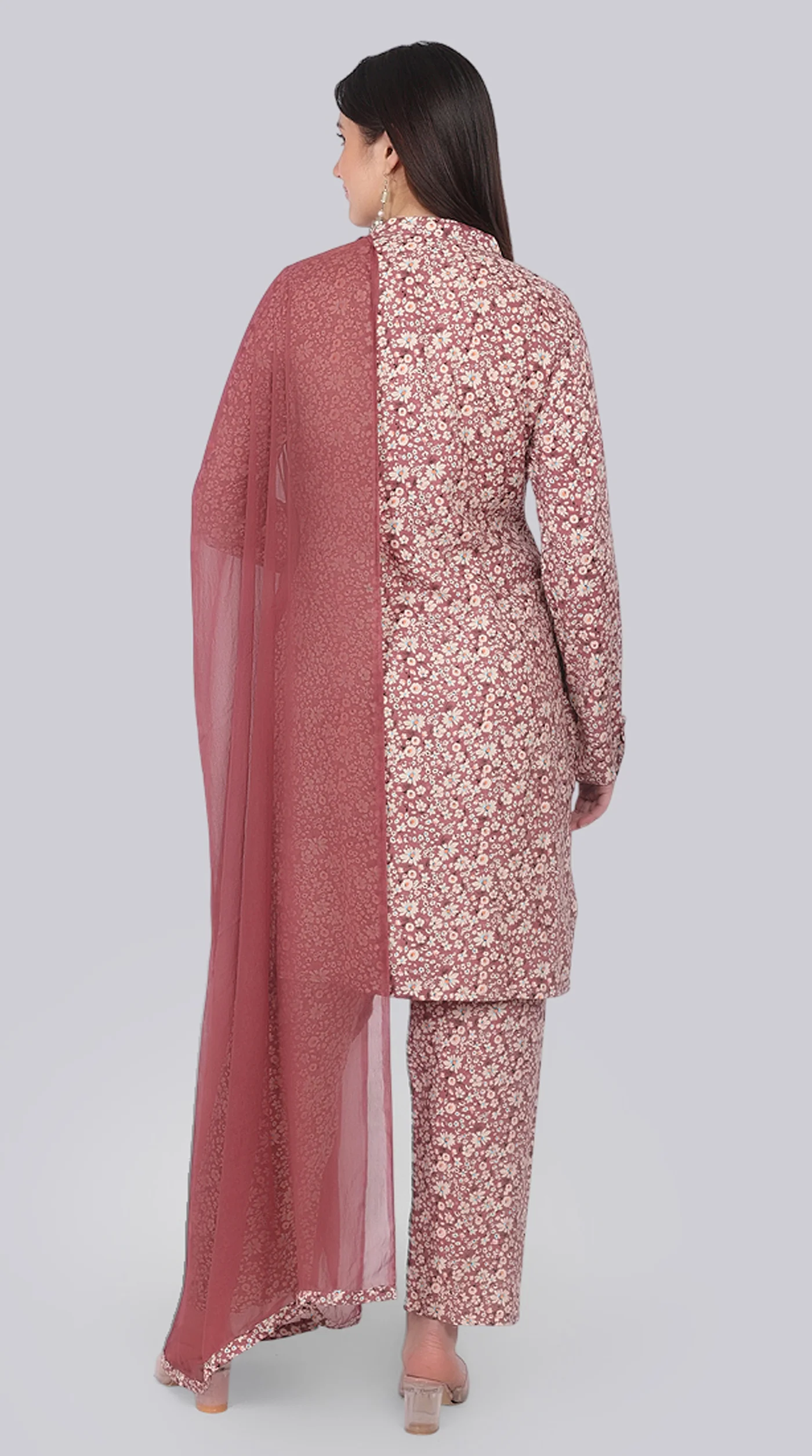 Brown Rayon Shift Style Suit Set - Image 4
