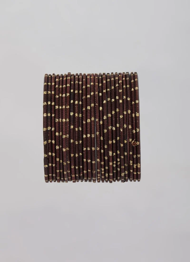 Chocolate Brown Glitter Bangles â€“ 24 Piece Lightweight Jewellery Set for Weddings & Special Occasions - Image 4