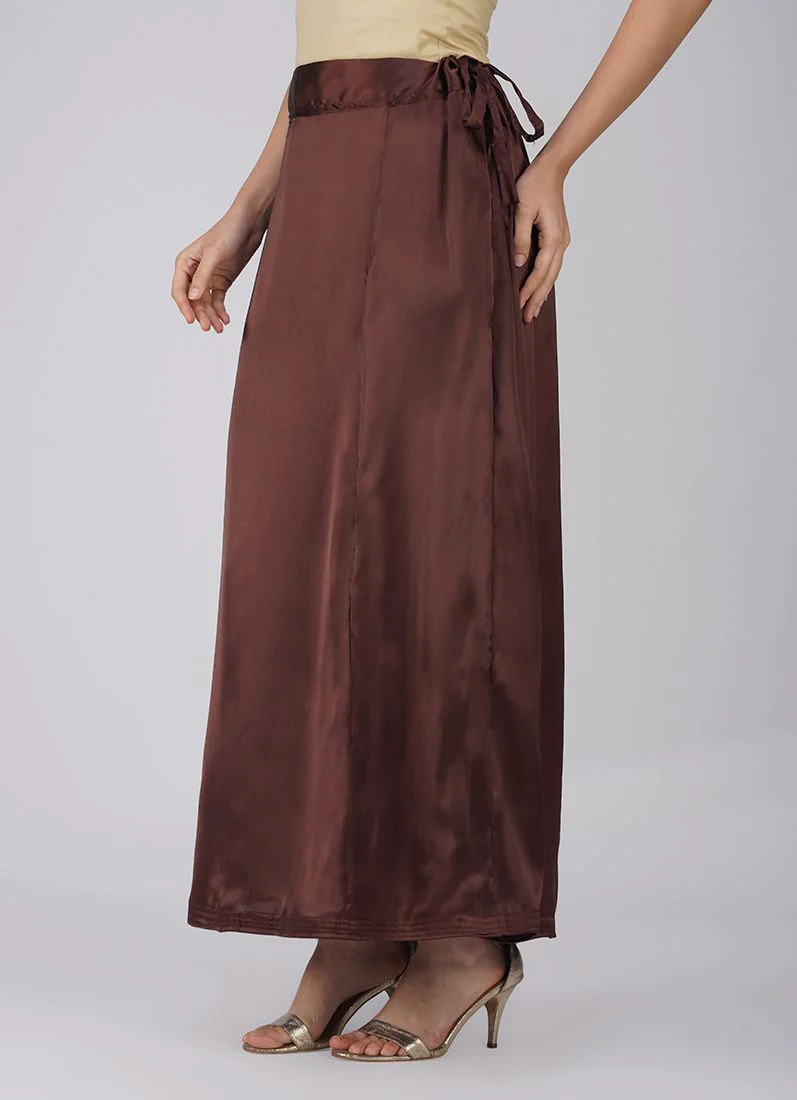 Classic Chocolate Brown Satin Petticoat - Image 3