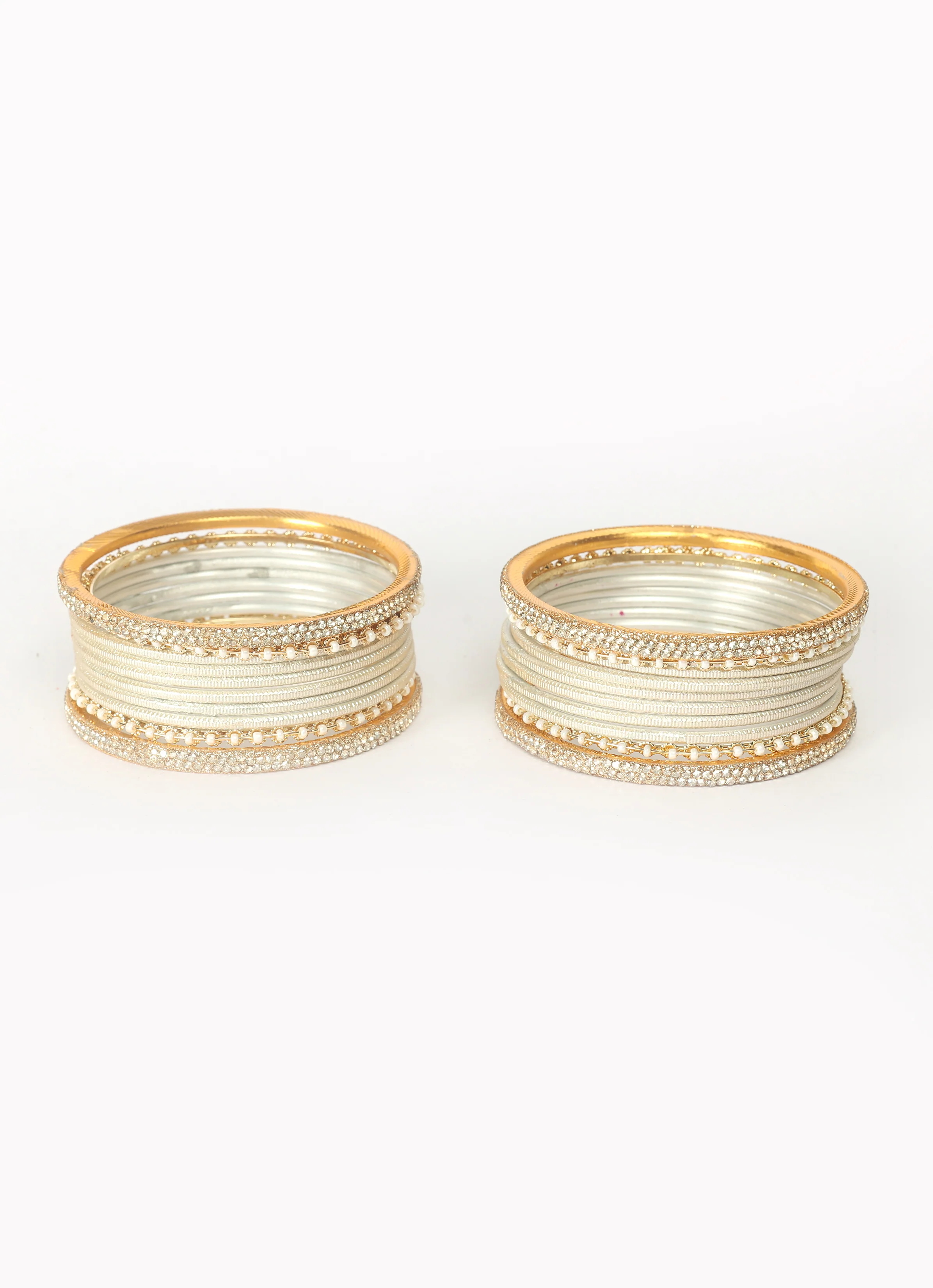 Cream Diamonte Pearl Bangles Set - Image 2