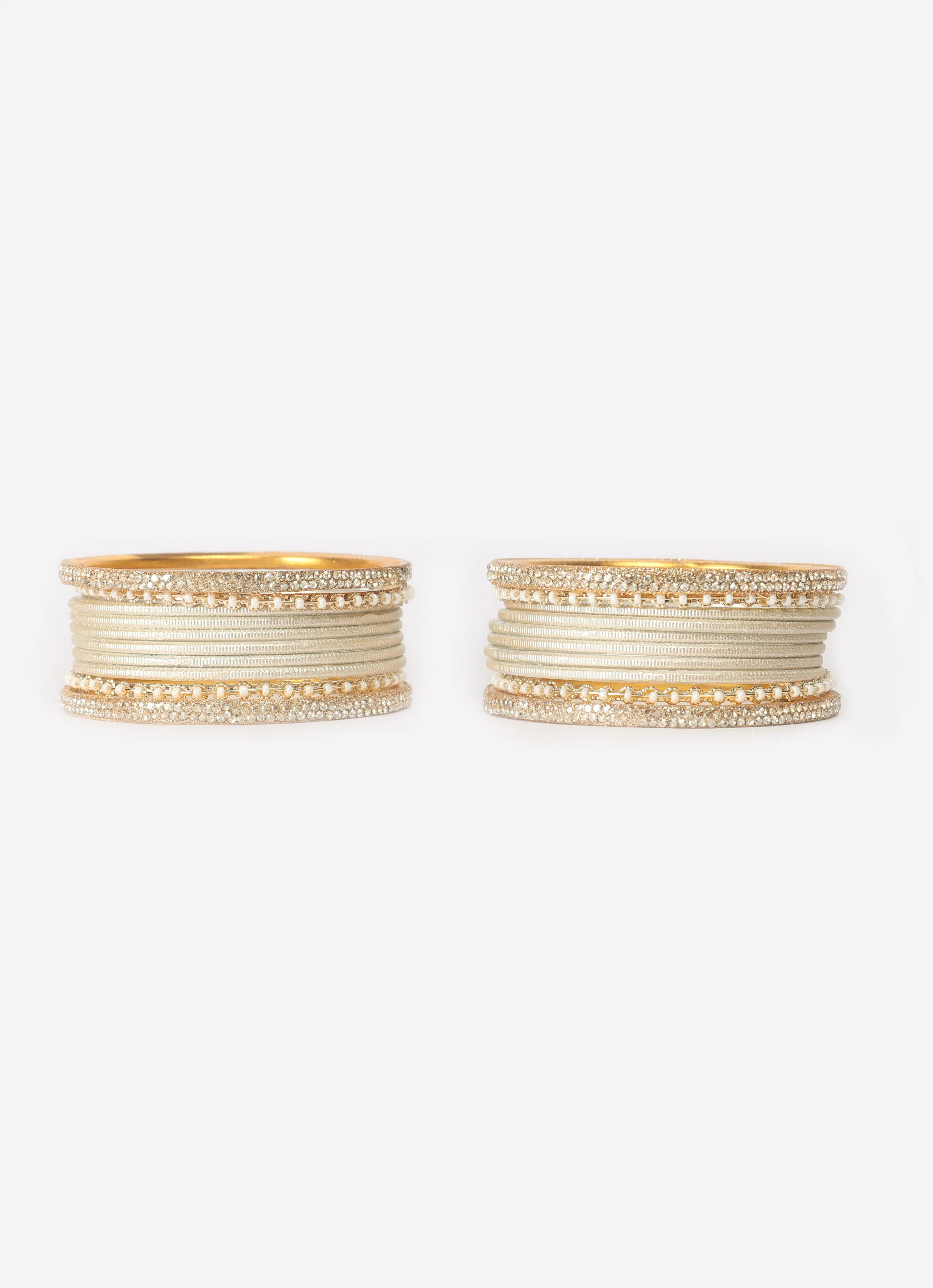 Cream Diamonte Pearl Bangles Set - Image 4