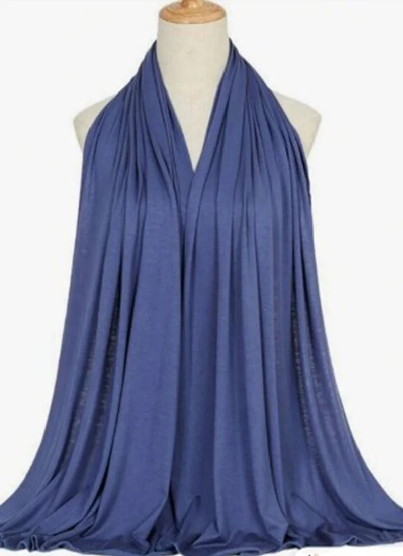 Blue Large Super Soft Jersey Hijab Scarf - Image 2
