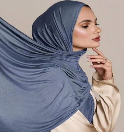 Blue Large Super Soft Jersey Hijab Scarf - Image 3
