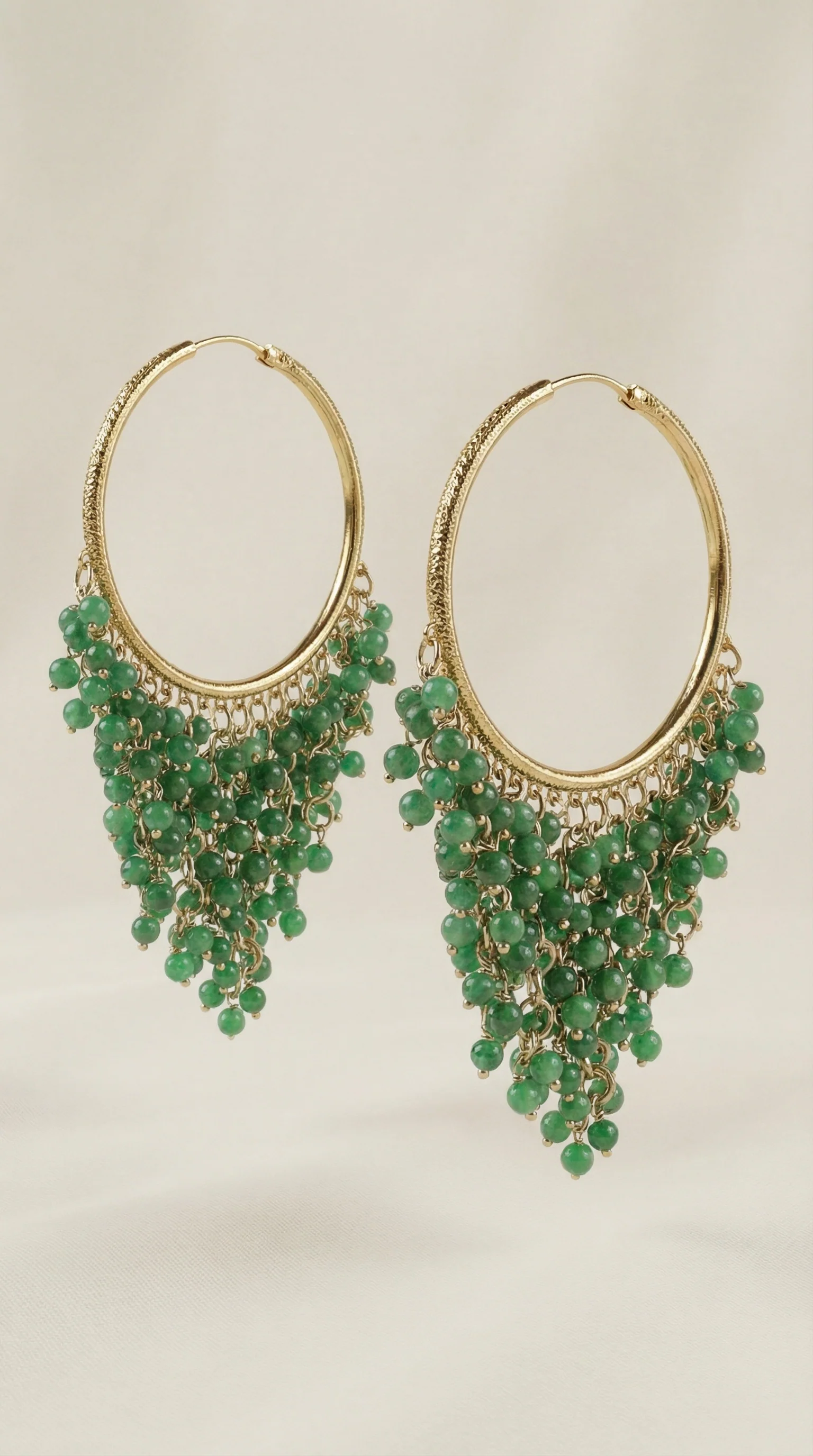 Dark Green Beaded Bali Earrings - Image 4