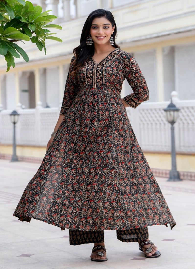 Dark Green Cotton Naira Cut Suit Set - Image 3