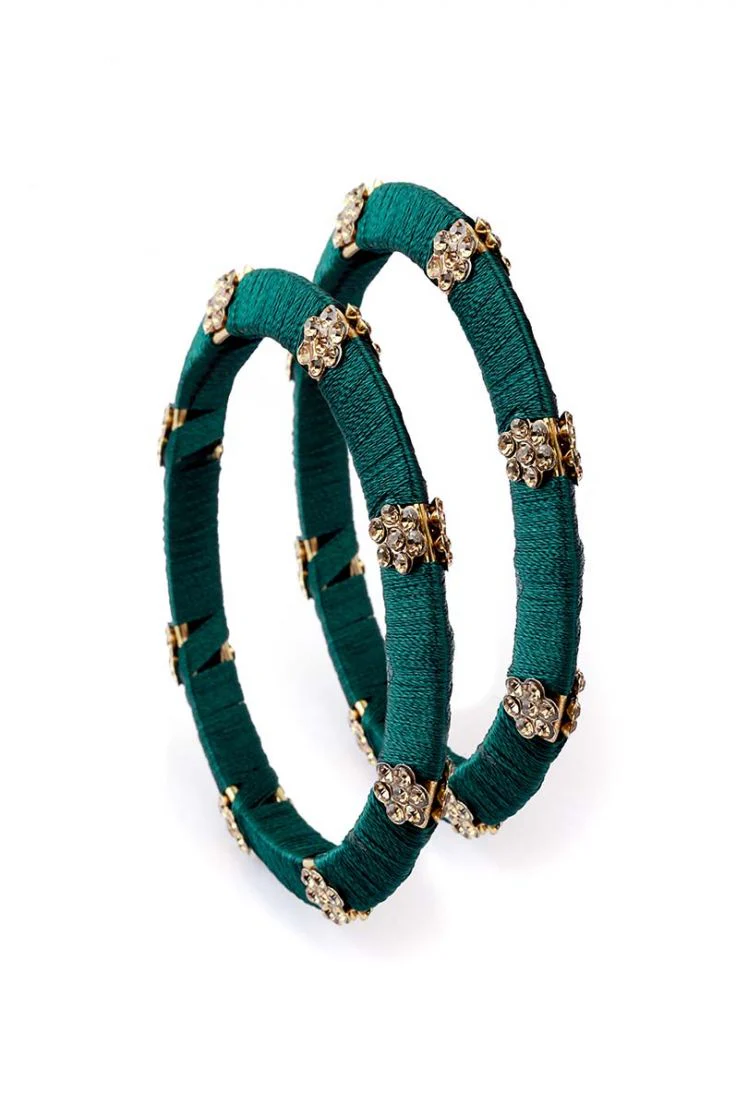 Dark Green Engraved Bangle Set - Image 2