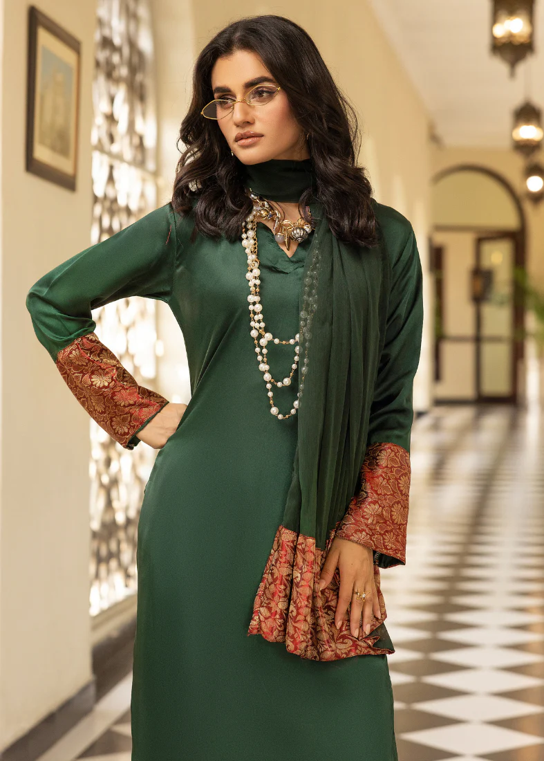 Dark Green Farshi Salwar Suit Set - Image 2