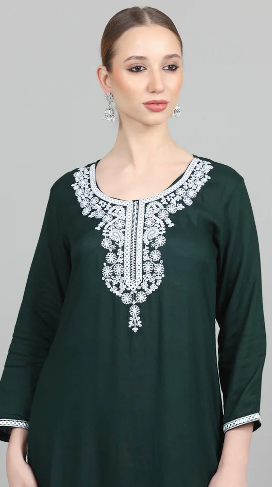 Dark Green Thread Embroidered Suit Set - Image 3
