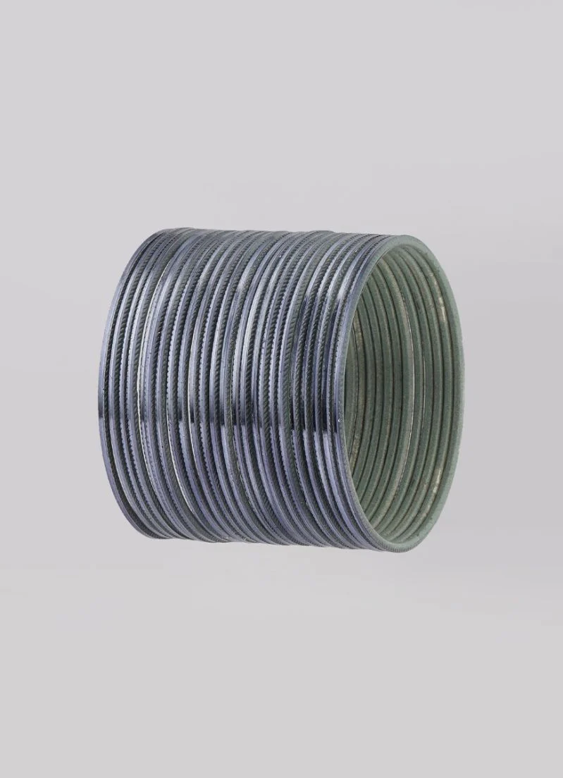 Dark Grey Shiny Bangles â€“ 24 Piece Stackable Set - Image 2