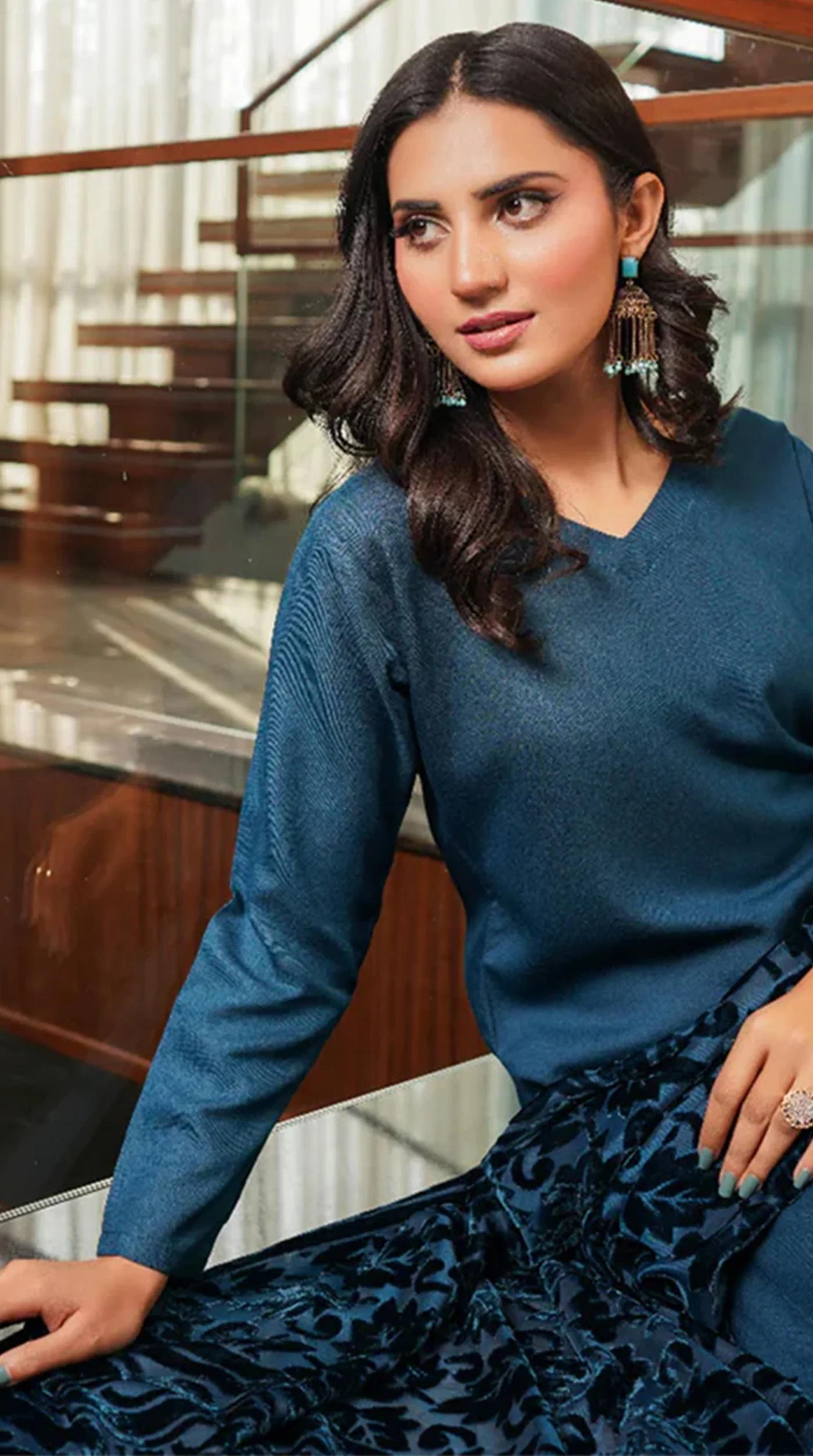 Deep Blue Dhanak Suit Set - Image 2