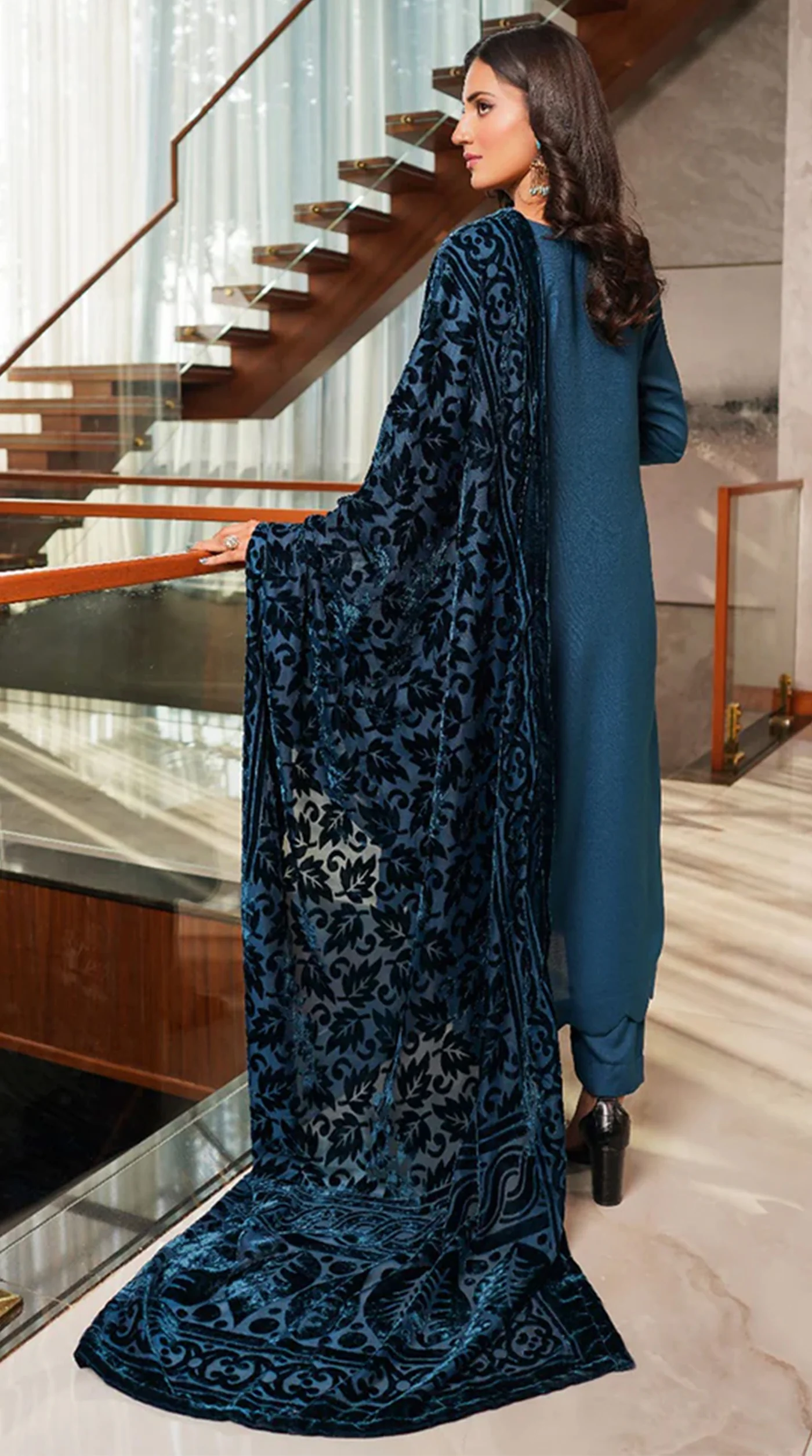 Deep Blue Dhanak Suit Set - Image 3
