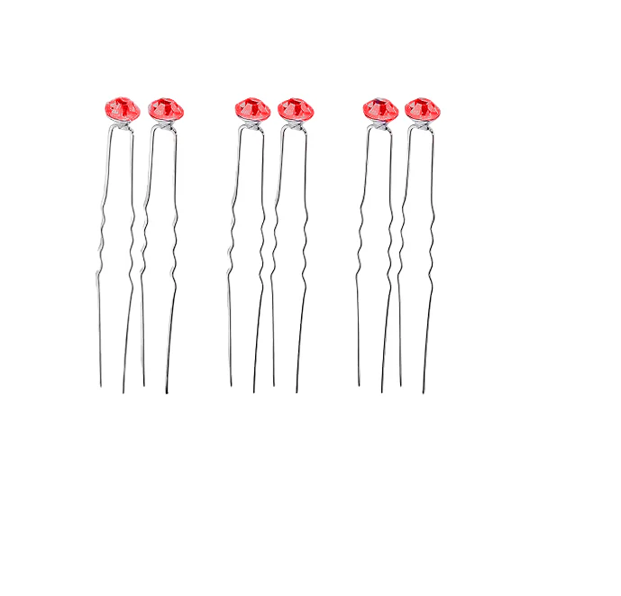 Red Diamante Bun Pins - Image 2